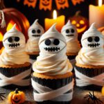 cupcake de momia para halloween
