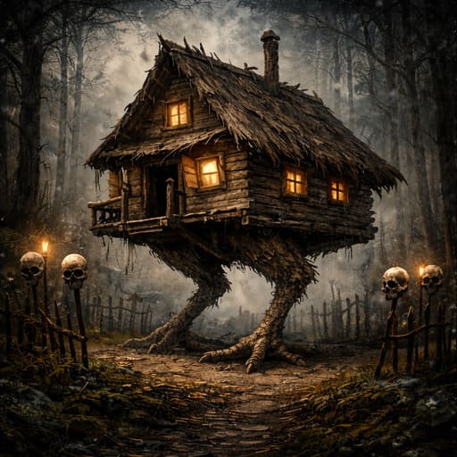 choza con patas de gallina de la bruja baba yaga