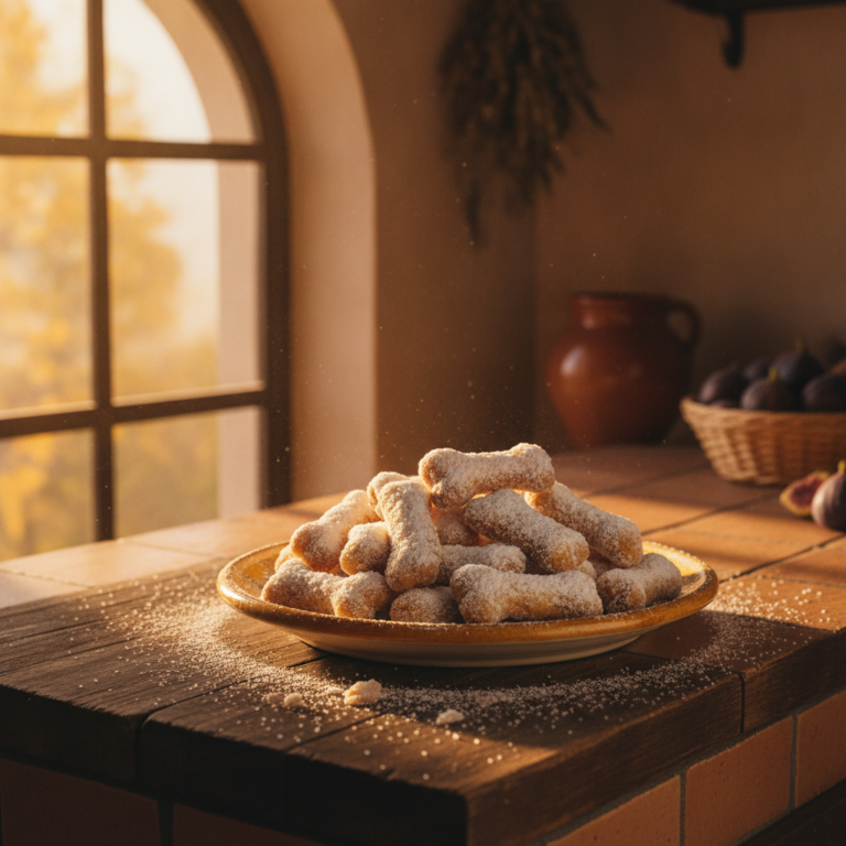 Huesos de santo caseros de mazapán y crema de yema preparados sobre un paño de cocina